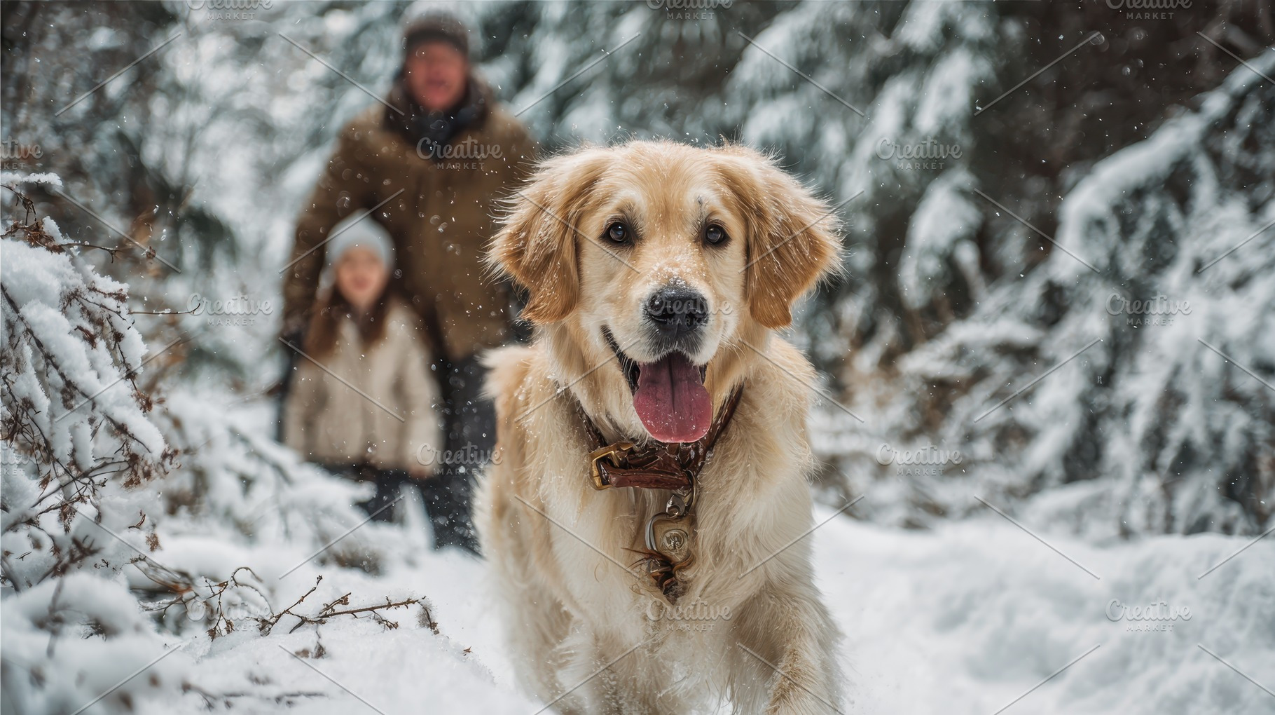 Golden Retriever in Snowy Winter Won, a Photo by Pixeness Studio