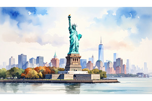 Statue of Liberty with Manhattan, an Architecture Photo by Igor Tichonow