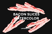 BACON SLICES WATERCOLOR, a Food Illustration by wedraw (Thumbnail 1 of 3)