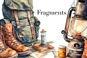 Tourist camping, watercolor clipart, a Person Illustration by AkvarelRiver (Thumbnail 8 of 8)