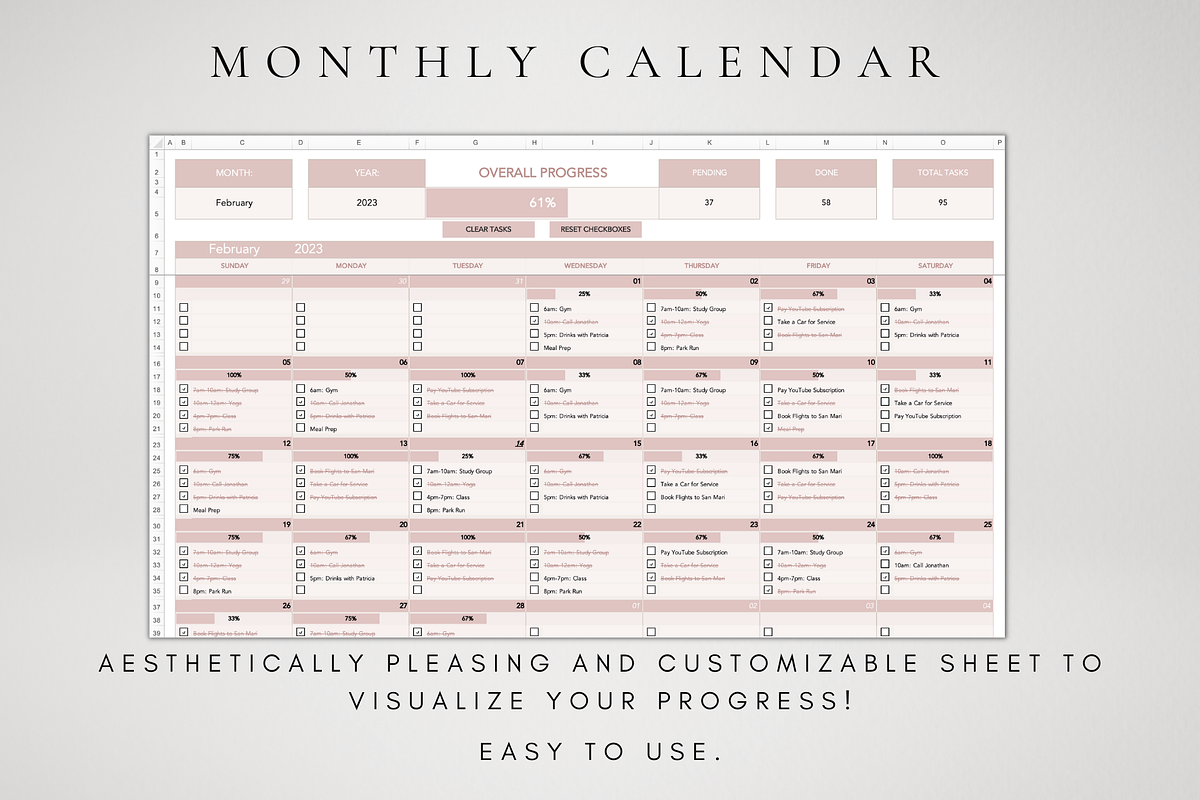 Editable Excel Monthly Task List, a Templates & Theme by BRANDcontent (Photo 3 of 8)