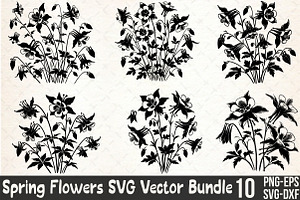 Spring Crimson Columbine Flowers SVG, an Illustration by Rose Art