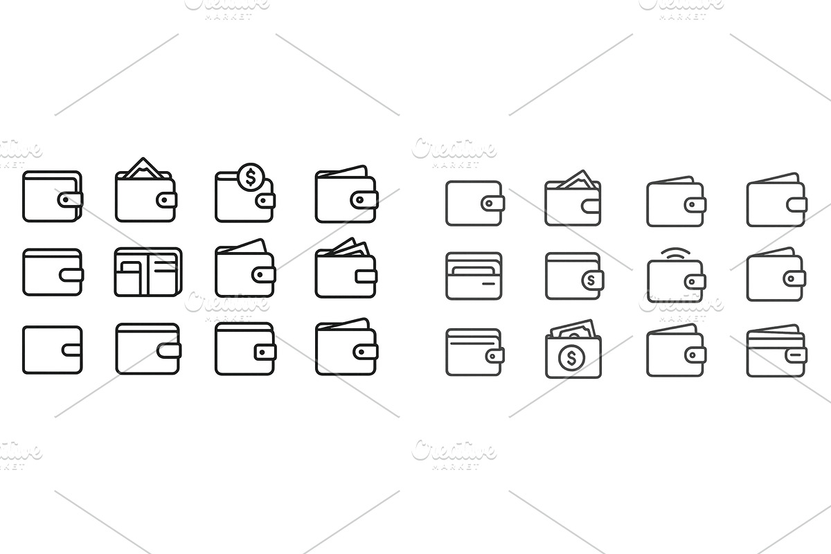 Wallet icons collection featuring, a Finance Illustration by ZinetroN