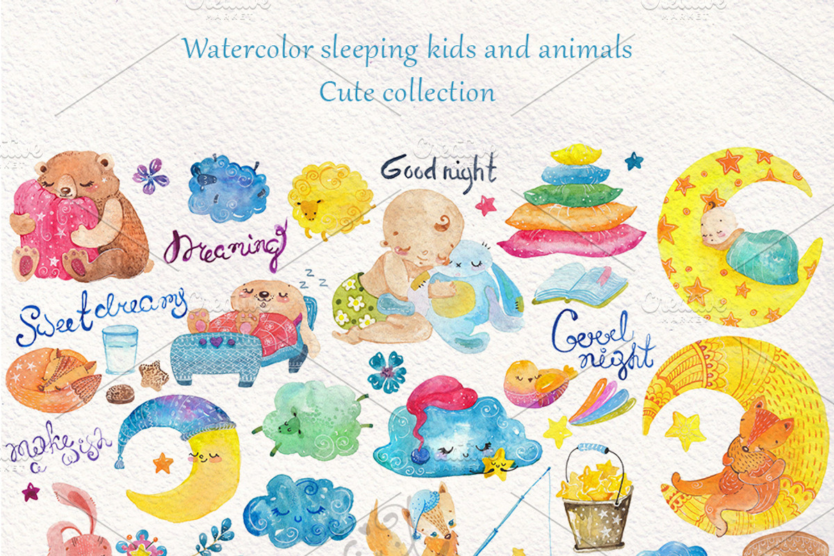 Sleeping kids and animals, an Animal Illustration by JaneLane (Photo 1 of 5)