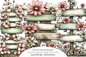 Flowers Spring Singpost Clipart, an Illustration by SinaCreation