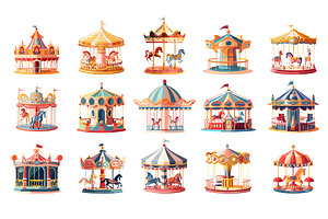 Horses carousels attractions cartoon, an Object Illustration by Onyx