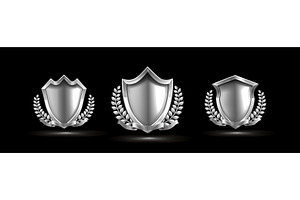 Silver shield emblem with ribbon and, an Illustration by art PVP - market