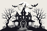 Haunted Halloween Silhouette Set, an Illustration by Creativeshirt (Thumbnail 7 of 9)