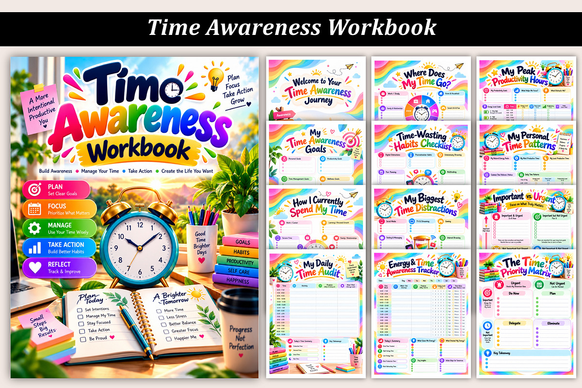 Time Awareness Workbook, a Stationery Template by Designmela01 (Photo 1 of 4)