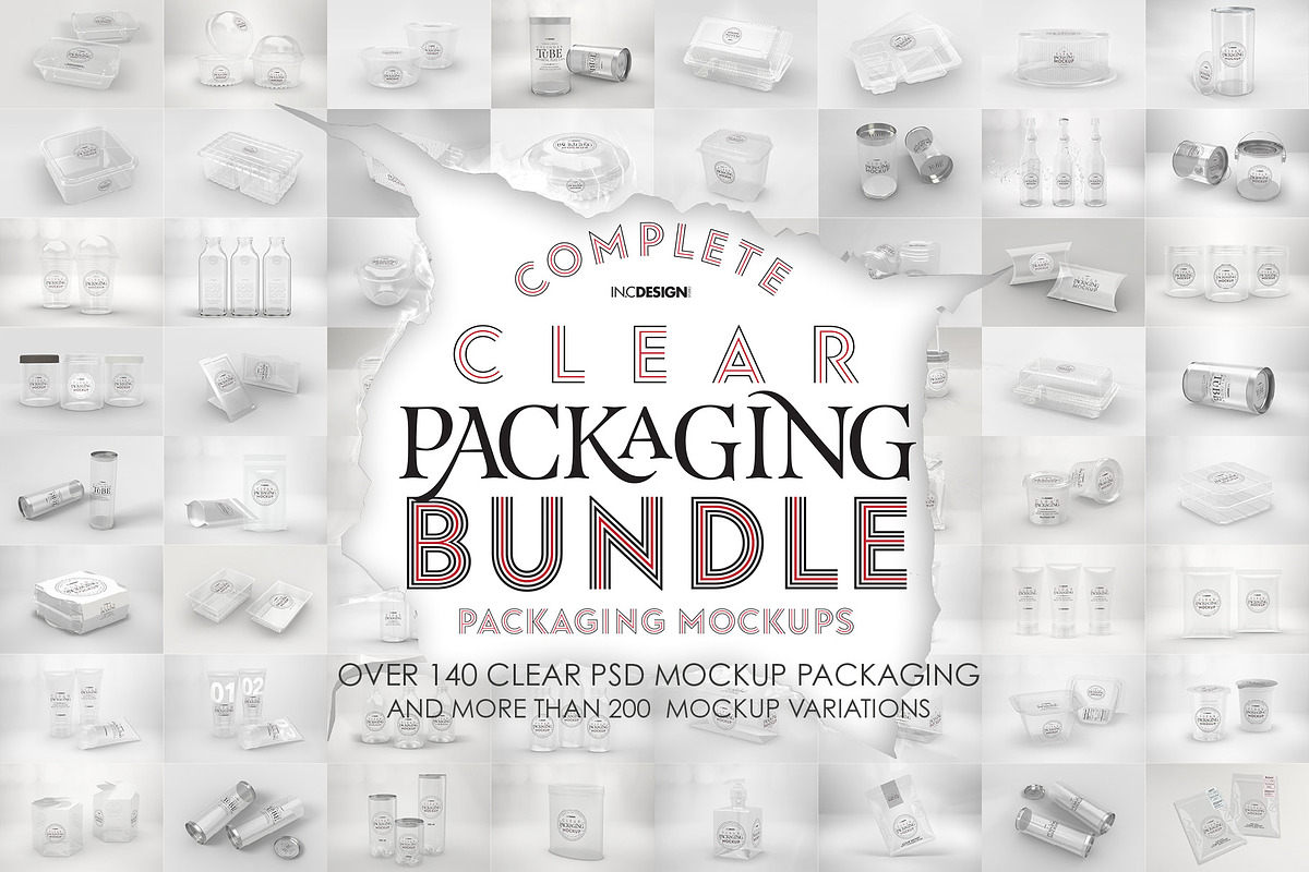 BUNDLE: Clear Packaging Mockups, a Cups & Container Mockup by INCDesign (Photo 1 of 11)