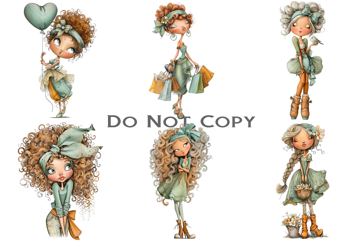 Whimsical Lady Clipart Bundle, an Illustration by Craft Nest (Photo 6 of 9)