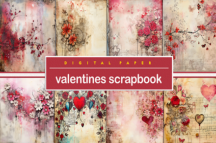 Vintage Valentines Scrapbook, a Background Graphic by Printable Treasure