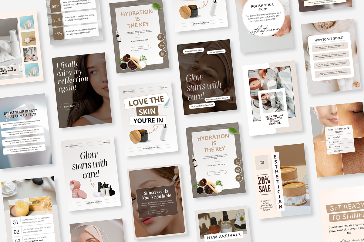 Skincare Canva Social Media Bundle, a Marketing Template by Snapybiz (Photo 6 of 10)