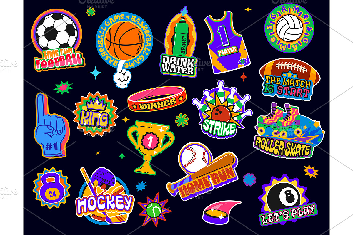 Sport retro y2k groovy stickers, a Decorative Illustration by Vector Tradition (Photo 2 of 3)