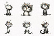 Whimsical Floral Kitten Clipart, an Animal Illustration by fashionaddict (Thumbnail 3 of 7)