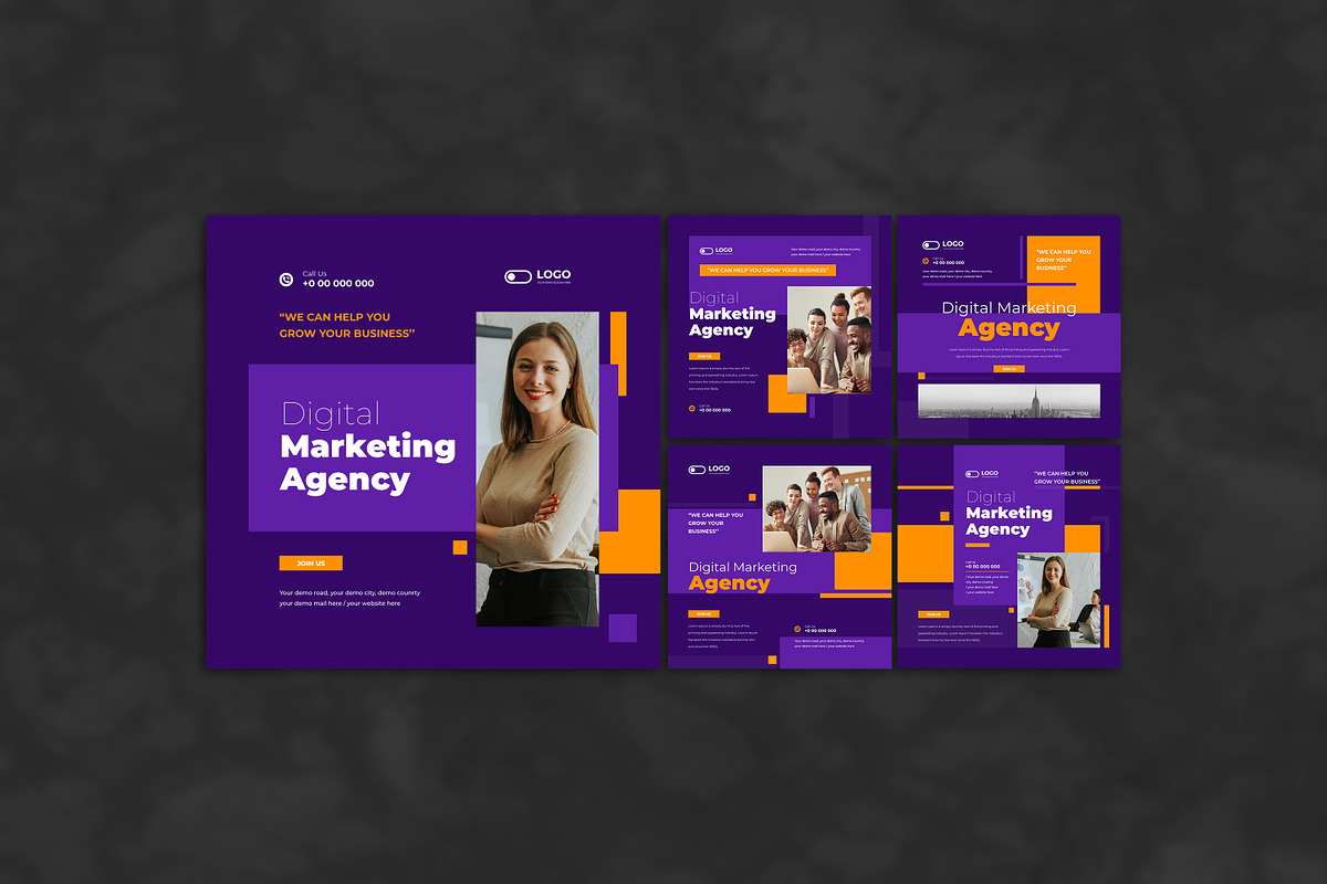 Marketing agency social media post, a Social Media Template by Tanmoy Topu (Photo 1 of 6)
