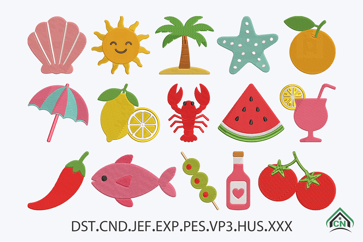 Coastal Summer Embroidery Design, a Solid Icon by Craft Nest (Photo 1 of 6)