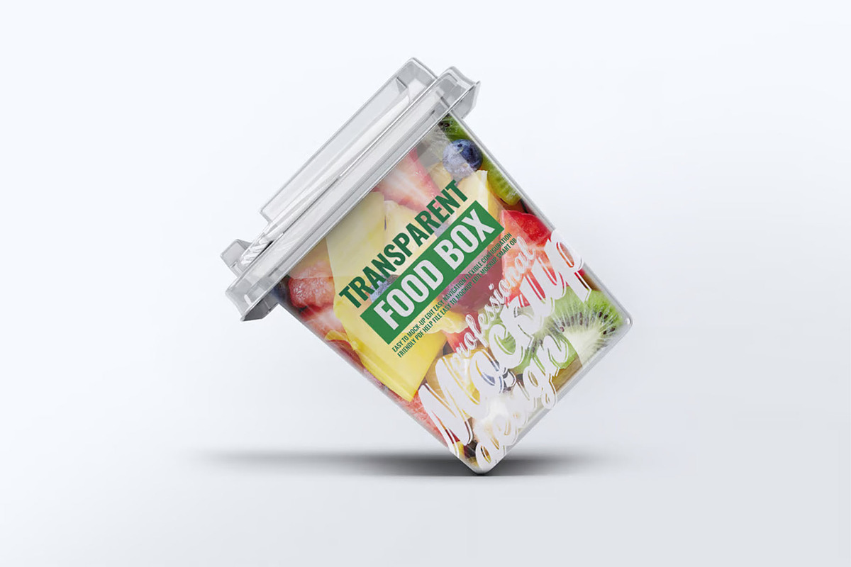 Transparent Food Box Mock-Up, a Packaging Mockup by DesignRushMarket (Photo 3 of 7)