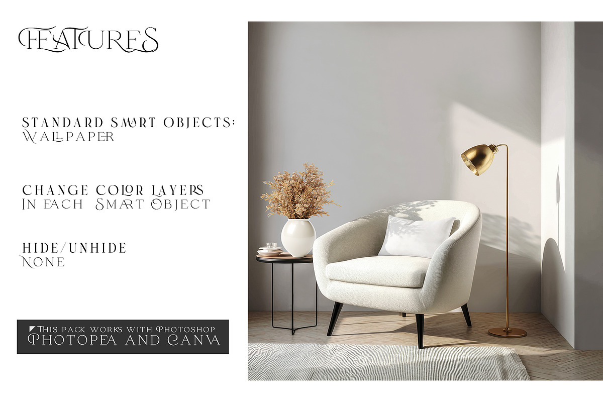 Living Room Wallpaper Mockups, a Product Mockup by mock-ups (Photo 3 of 16)