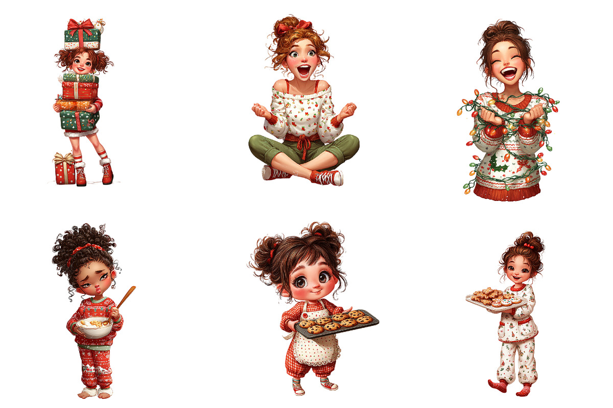 Quirky Christmas Girl Clipart, an Illustration by CreationArt (Photo 2 of 4)