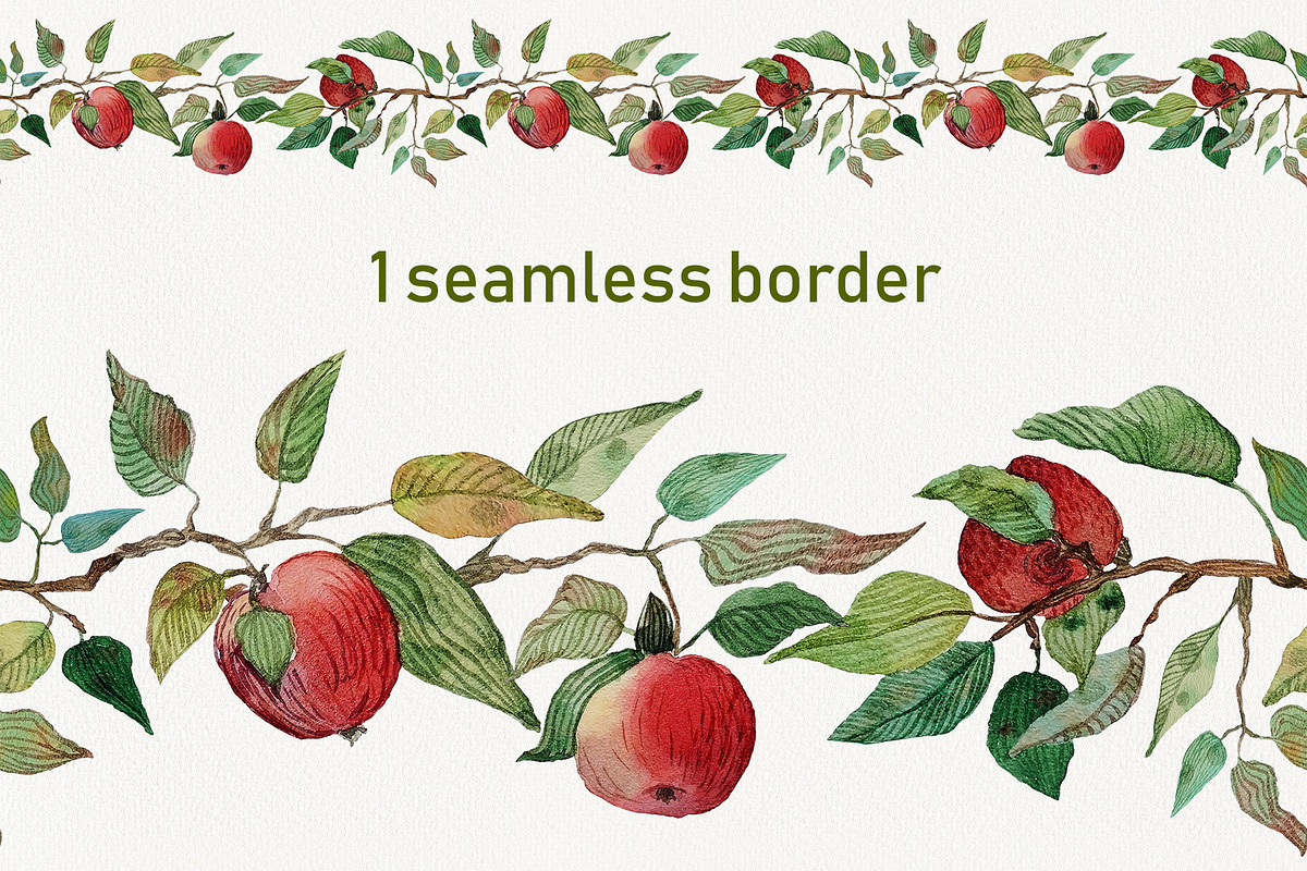 Watercolor red apple brunch clipart, an Illustration by Dina Guiter (Photo 5 of 12)