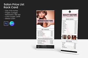Beauty Salon Price List Rack Card, a Card Template by Template Shop