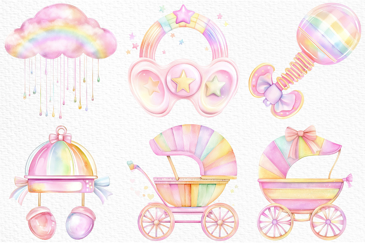 Pastel Baby Clipart Watercolor, an Illustration by Craft Nest (Photo 4 of 9)