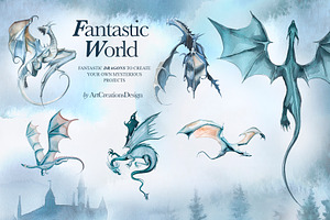 Watercolor Fantastic World Clipart