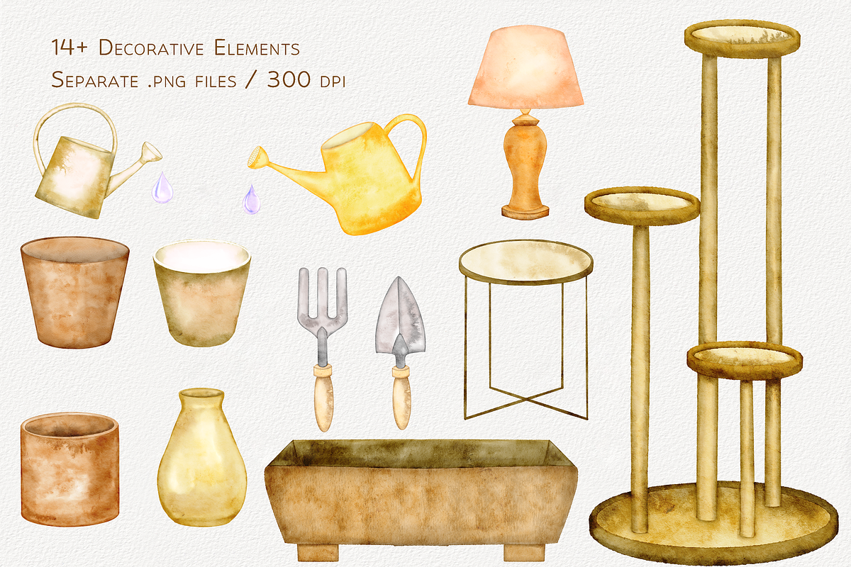 Houseplants Watercolor Collection, a Decorative Illustration by Aurella Art (Photo 4 of 15)