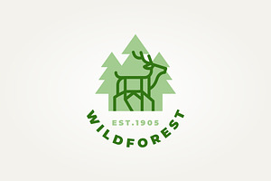deer in the forest line art logo, a Branding & Logo Template by Blazybone