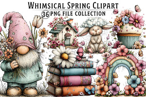 Whimsical Spring Clipart Bundle, an Illustration by Dream Creation