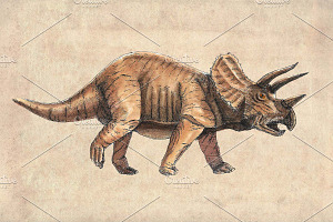 Triceratops Dinosaur Watercolour Cli