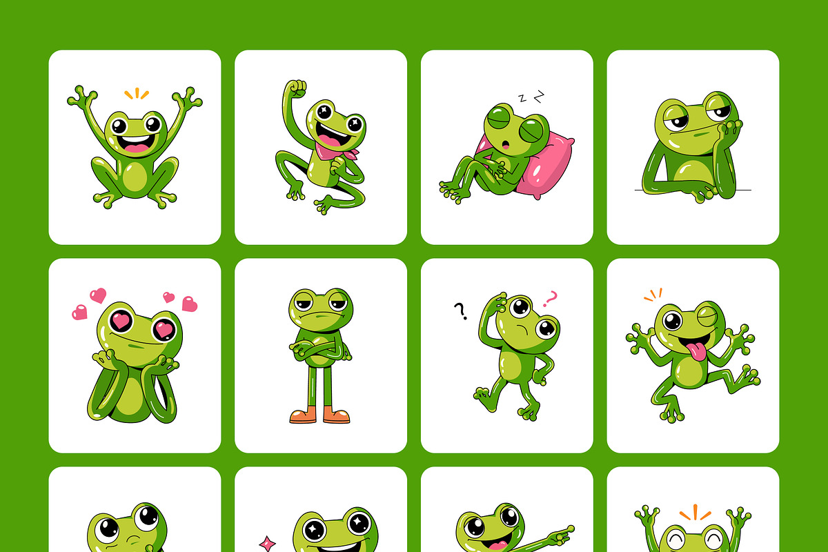 Bundle of Frog Vector Icons, an Emoji Icon by Creative Stall (Photo 9 of 12)
