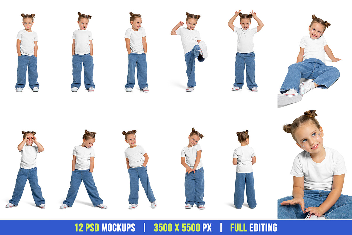 Realistic Kids Girl T-Shirt Mockups, a Shirt Mockup by Hi, Mock-Up! (Photo 12 of 13)