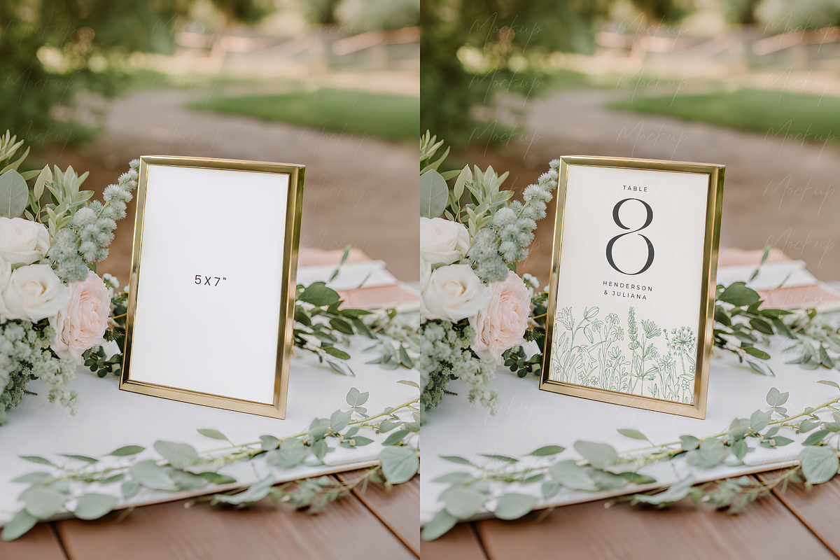 Gold Frame Table Sign Mockup, a Product Mockup by TatiMockup (Photo 2 of 3)