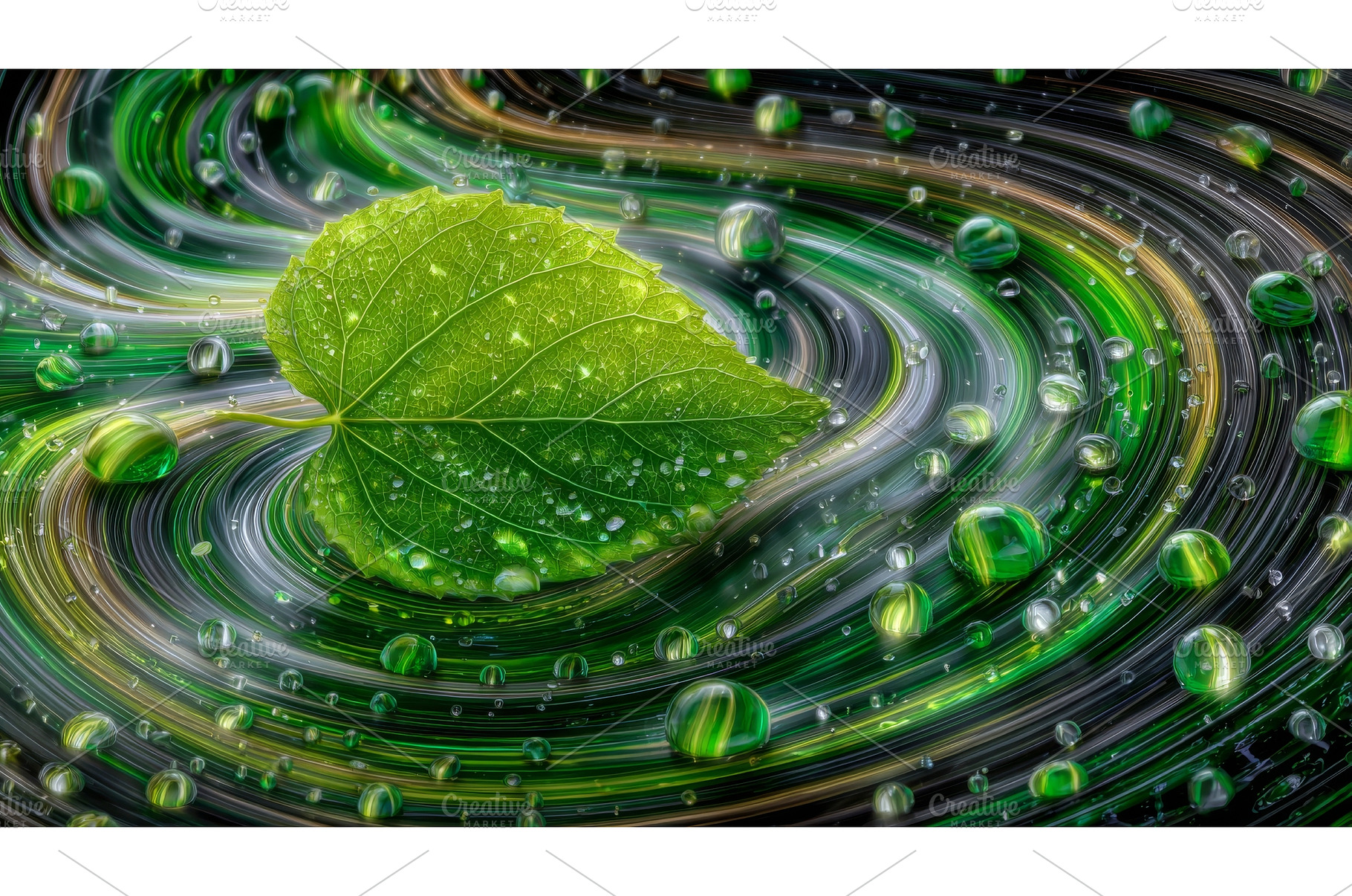A lone green leaf floats on the, a Nature Photo by ZinetroN