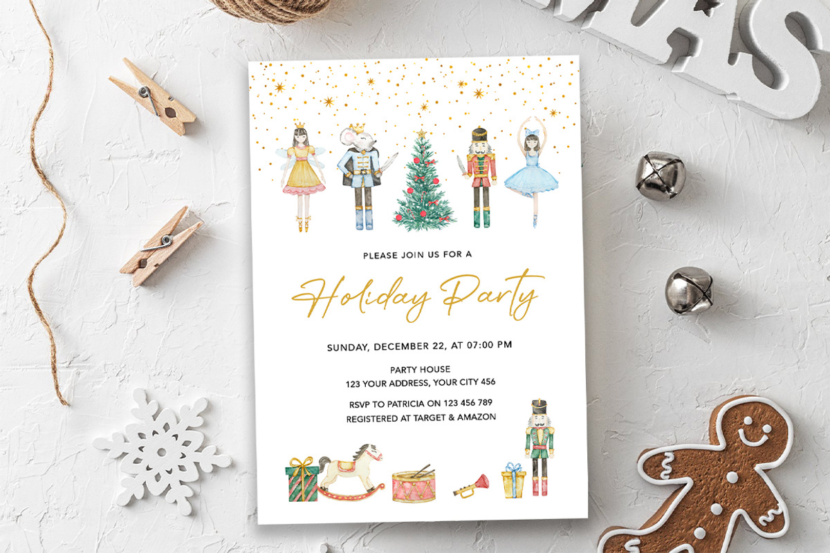 Nutcracker Holiday Party Invitation, an Invitation Template by SvetaArtStore (Photo 2 of 3)