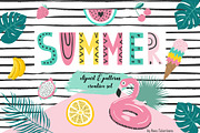 Summer clipart and patterns, a Decorative Illustration by Cozy pattern shop (Thumbnail 1 of 6)