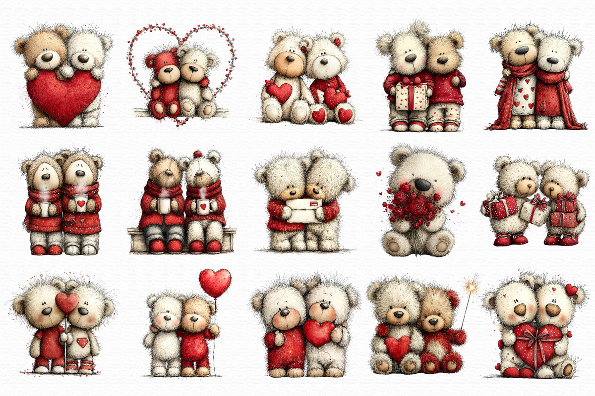 Cute Valentine Bears in Love PNG, an Illustration by Libby Wishes (Photo 2 of 7)