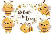 Cute little bees clipart set, an Animal Illustration by DrawStudio1988 (Thumbnail 1 of 6)