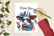 Watercolor Patriotic Cow PNG Clipart, an Animal Illustration by Craft Nest (Thumbnail 2 of 4)