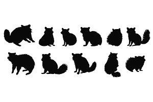 Raccoon black silhouettes. Fluffy, an Object Illustration by Valerie Bodnar