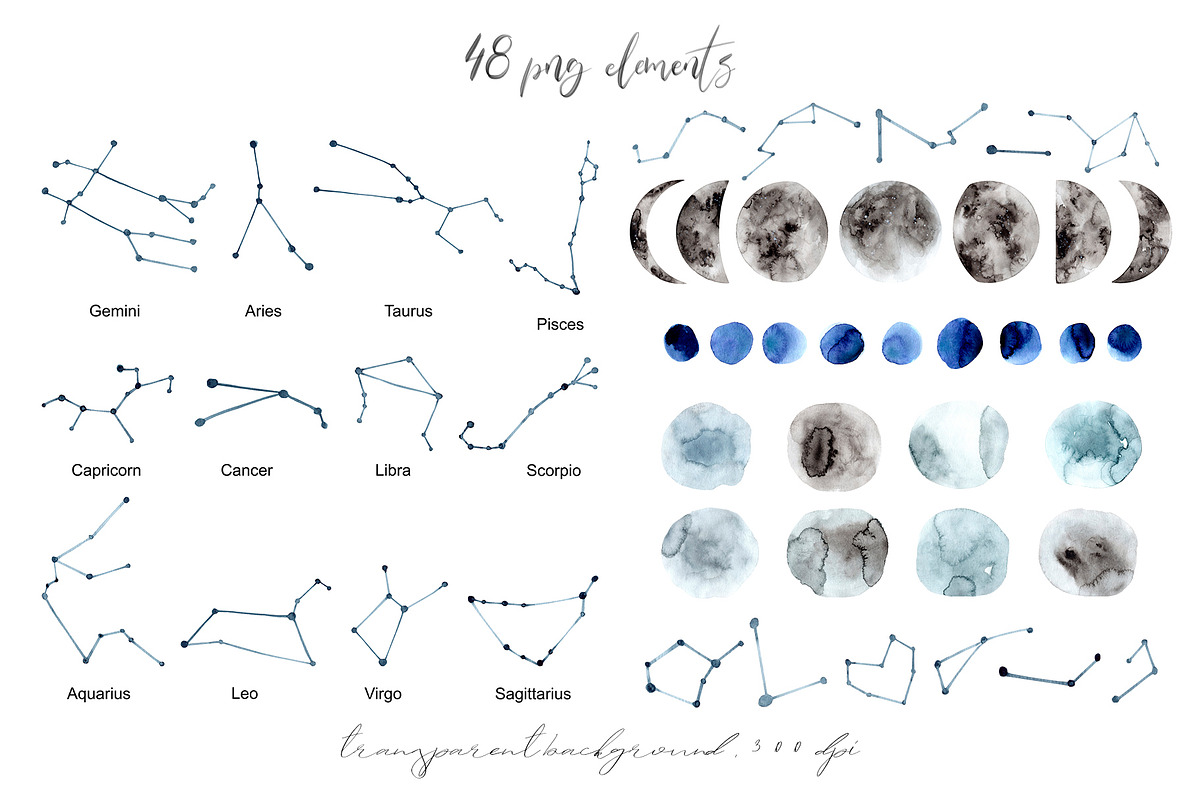 Starlight Night and Astrology Set, an Object Graphic by Slastick (Photo 2 of 7)