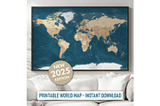 Vector World Map - Large&Detailed, a Decorative Illustration by PorcuPen Works (Thumbnail 6 of 7)