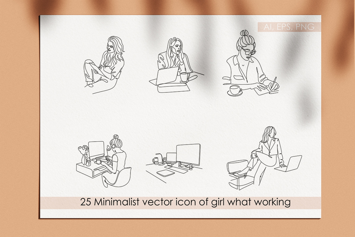 Woman Working at Home Office, a Branding & Logo Template by velychko.ua (Photo 5 of 12)