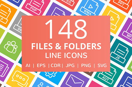 148 Files & Folders Line Icons, an Outline Icon by IconBunny