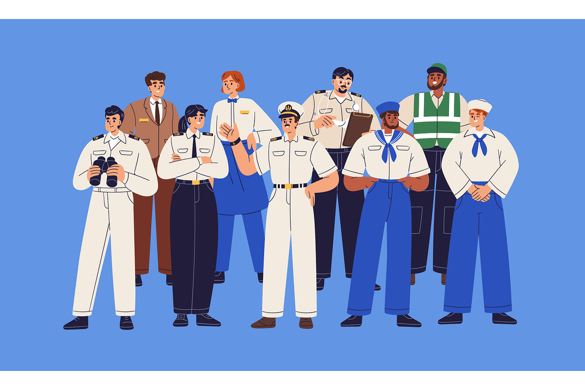 Marine team, ship's crew set, a Person Illustration by Good Studio (Photo 5 of 5)