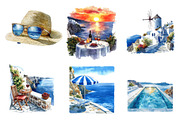 Summer Santorini Vacation Clipart, an Illustration by CreationArt (Thumbnail 3 of 5)