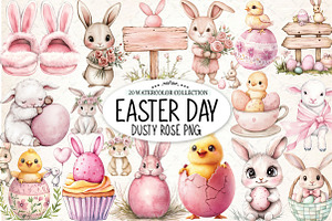 Vintage Dusty Rose Easter Clipart, an Illustration by Watercolor design