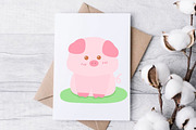Pastel Cute Pig Clipart Set, an Animal Illustration by Nattapohncha (Thumbnail 2 of 3)